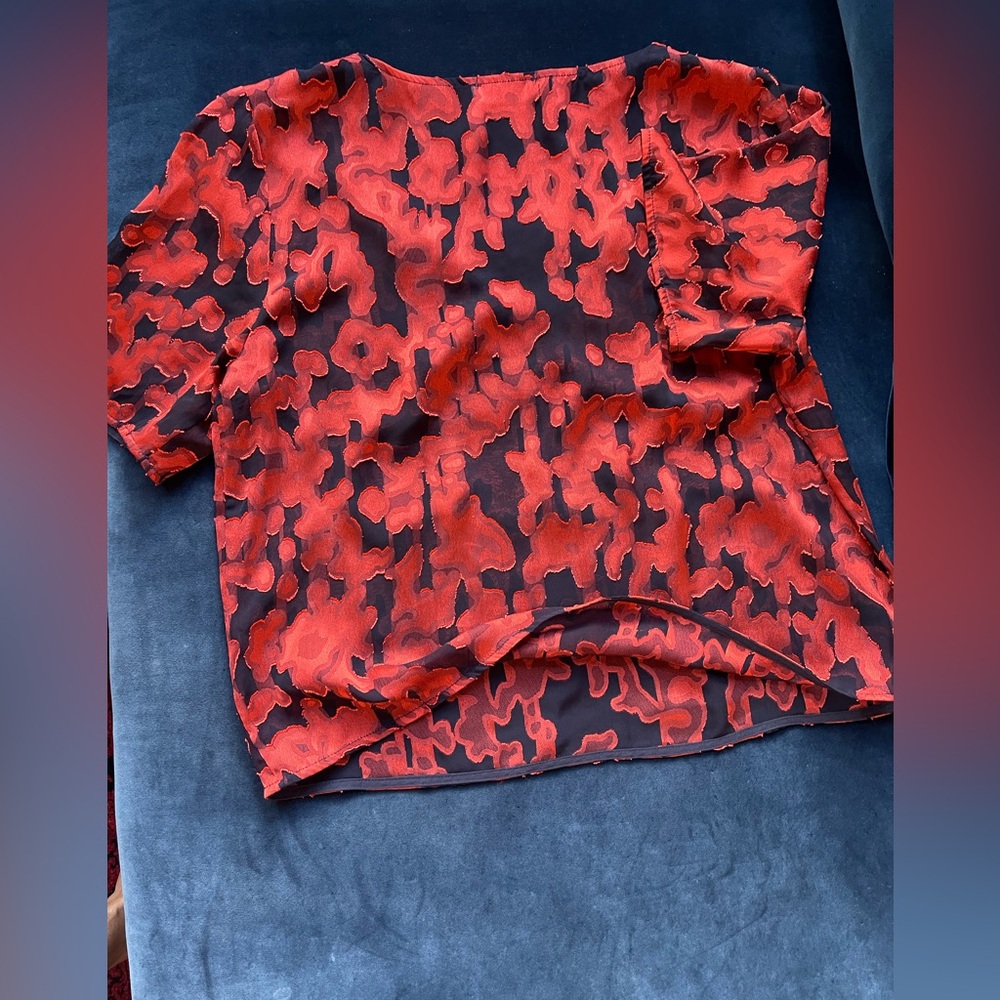 Babaton Orange And Black Patterned Blouse - image 3